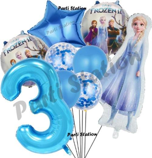 Karlar Ülkesi Frozen Konsept 3 Yaş Doğum Günü Balon Set Frozen Elsa Temalı Balon Set
