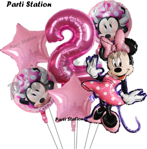Minnie Mouse Konsept Doğum Günü Balon Set 2 Yaş Minnie Mouse Tema Parti Balon Set