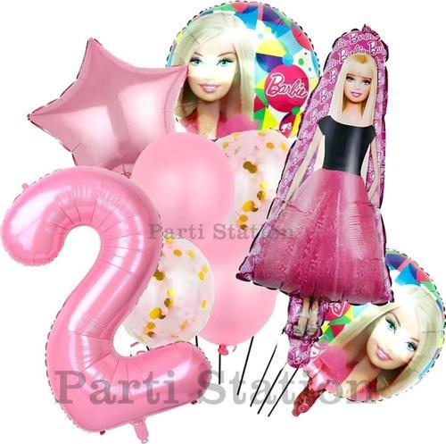 Barbie Konsept 2 Yaş Balon Set Barbie Tema Doğum Günü Folyo Balon Set
