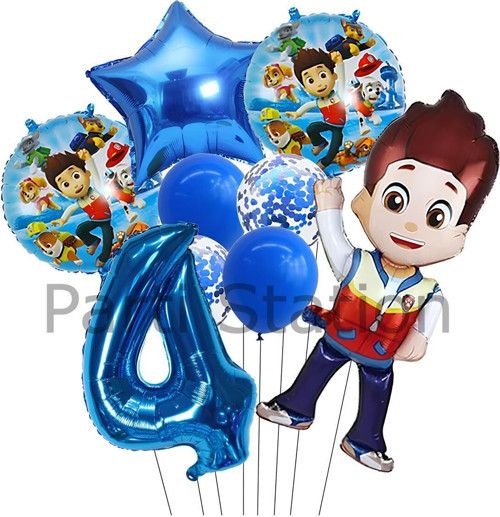 Paw Patrol Ryder 4 Yaş Lacivert Balon Set Paw Patrol Ryder Konsept Doğum Günü Parti Balon Set