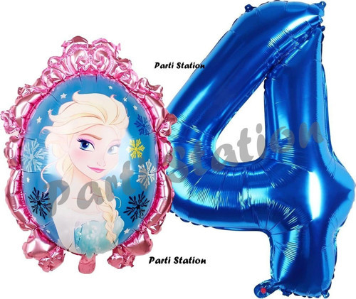 Frozen Balon 4 Yaş Doğum Günü Set Karlar Ülkesi Konsept Balon Ve Lacivert Rakam Balon Doğum Günü Set