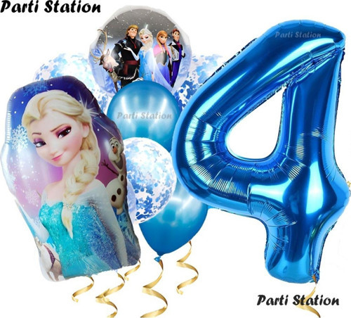 Frozen Elsa 4 Yaş Balon Set Karlar Ülkesi Frozen Elsa Konsept Doğum Günü Parti Helyum Balon Buketi