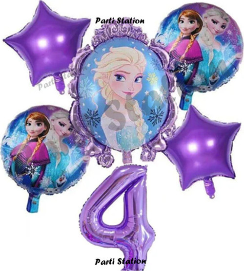 Frozen Karlar Ülkesi Elsa Konsept Doğum Günü Balon Set 4 Yaş Elsa Karlar Ülkesi Mor Balon Set