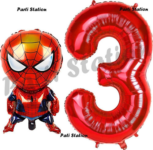 Spiderman 1 Yaş Balon Ve Kırmızı Rakam Balon Doğum Günü Parti Set Örümcek Adam Balon Set