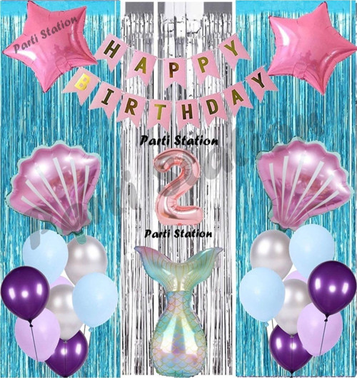 Deniz Kızı 2 Yaş Doğum Günü Konsept Balon Set Mermaid Balloon Set Deniz Kızı Günü Seti