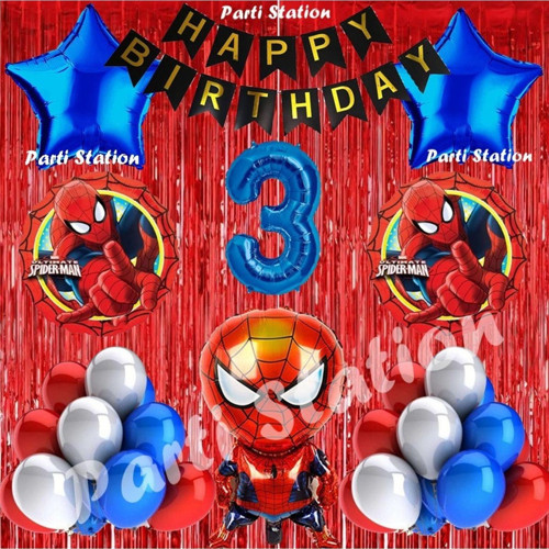 Spiderman Örümcek Adam Balon Set 3 Yaş Örümcek Adam Kırmızı Konsept Doğum Günü Parti Balon Seti