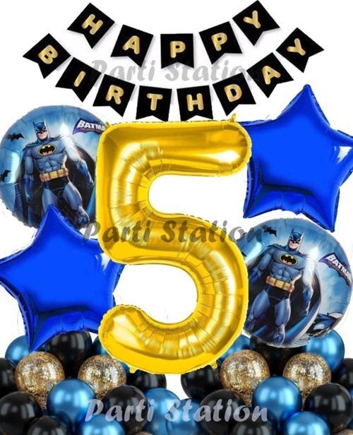 Batman 5 Yaş Balon Set Batman Yarasa Konsept Doğum Günü Parti Balon Set Batman Folyo Balon Set