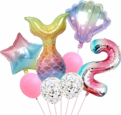 Deniz Kızı Konsept 2 Yaş Balon Deniz Kızı Doğum Günü Set Yaş Balon