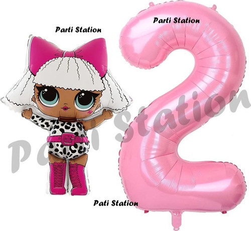 Diva Lol Bebek 2 Yaş Balon Ve Pembe Rakam Balon Doğum Günü Parti Set