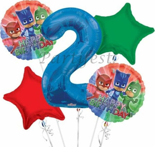 Pjmasks 2 Yaş Balon Set Pijamaskeliler Folyo Balon Set Konsept Doğum Günü Set Yaş Balon