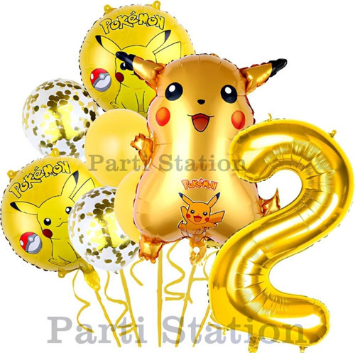 Pokemon Pikachu Konsept 2 Yaş Doğum Günü Balon Set Pokemon Pikaçu Folyo Balon Set
