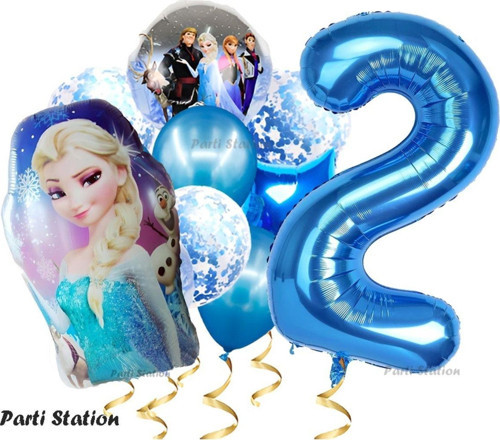 Frozen Elsa 2 Yaş Balon Set Karlar Ülkesi Frozen Elsa Konsept Doğum Günü Parti Helyum Balon Buketi