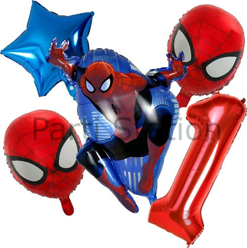 Örümcek Adam Spiderman 1 Yaş Doğum Günü Balon Set Spiderman Konsept Doğum Günü Balon Set