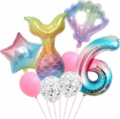 Deniz Kızı Konsept 6 Yaş Balon Deniz Kızı Doğum Günü Set Yaş Balon