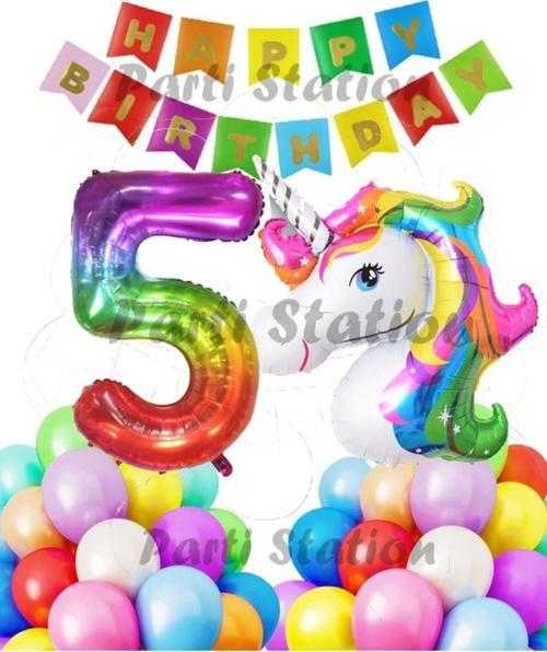 Unicorn Konsept 1 Yaş Balon Set Unicorn Renkli Tek Boynuzlu At Doğum Günü Balon Set