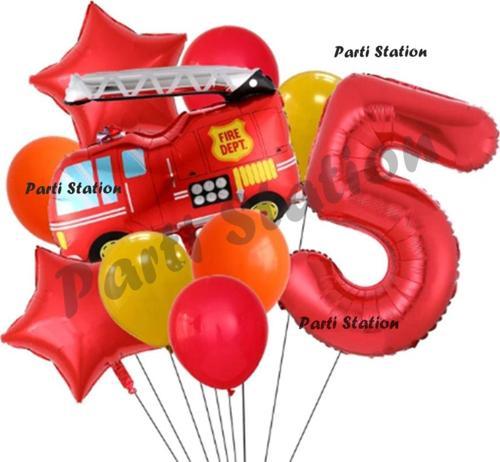 Itfaiye 5 Yaş Balon Set Fireman Folyo Balon Set İtfaiye Konsept Doğum Günü Set