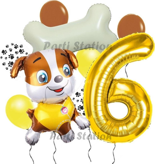 Paw Patrol İş Araçları İnşaat İşçisi Köpek Rubble 6 Yaş Balon Set Pav Petrol Konsept Doğum Günü Set