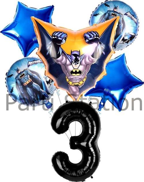 Batman 3 Yaş Rakam Yıldız Balon Set Yarasa Adam Batman Doğum Günü Balon Set