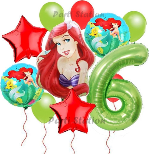 Disney Prensesi Deniz Kızı Prenses Ariel Konsept 6 Yaş Doğum Günü Balon Set Aquaman Ariel Balon Set