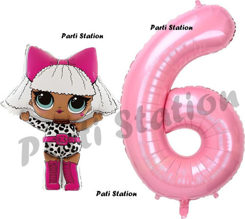 Diva Lol Bebek 6 Yaş Balon Ve Pembe Rakam Balon Doğum Günü Parti Set