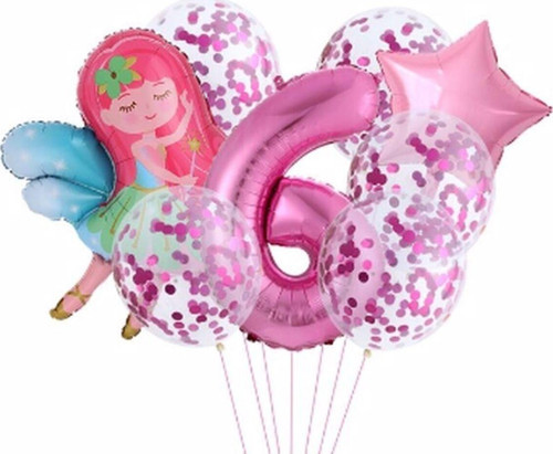 Peri Kızı Yıldız 6 Yaş Balon Set Demet Balon Folyo Set Peri Kızı Konsept Set Yaş Balon Set
