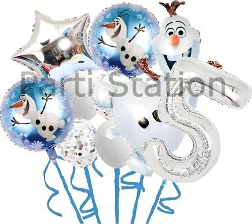 Karlar Ülkesi Frozen Elsa Olaf 5 Yaş Balon Set Frozen Elsa Olaf Konsept Doğum Günü Folyo Balon Set