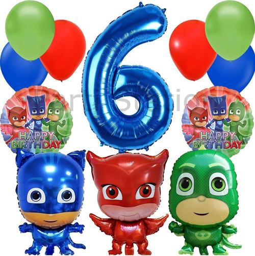 Pijamaskeliler 6 Yaş Balon Seti Pjmasks Konsept Helyum Balon Set Pijamaskeli Doğum Günü Set