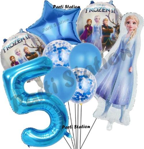 Karlar Ülkesi Frozen Konsept 5 Yaş Doğum Günü Balon Set Frozen Elsa Temalı Balon Set