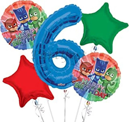 Pjmasks 6 Yaş Balon Set Pijamaskeliler Folyo Balon Set Konsept Doğum Günü Set Yaş Balon