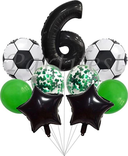 Futbol Konsept 6 Yaş Balon Set Maç Konsept Doğum Günü Set Yaş Balon Set