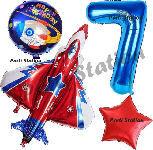 Uzay Konsept Roket Balon 7 Yaş Doğum Günü Set Galaksi Uzay Mekiği Balon Konsept Doğum Günü Set