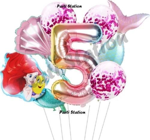 Küçük Deniz Kızı Ariel 5 Yaş Balon Set