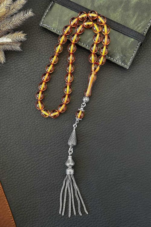 Özel Süpürge Püskül Güzel Çekimli Ateş Kehribar Tesbih