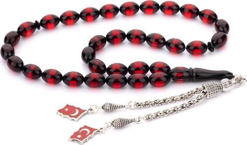 Sürmeli Kırmızı Türk Bayrağı Püsküllü Ateş Kehribar Tesbih