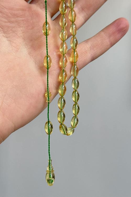 Kadifemsi Çekimi ile Küçük Boy Usta İşi Ateş Kehribar Tesbih