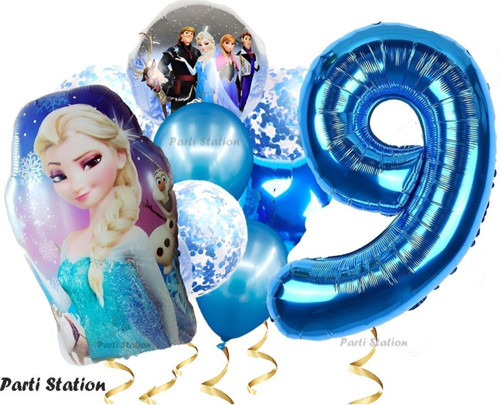 Frozen Elsa 9 Yaş Balon Set Karlar Ülkesi Frozen Elsa Konsept Doğum Günü Parti Helyum Balon Buketi