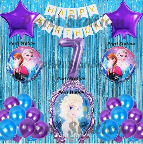 Frozen Elsa Balon Set 7 Yaş Karlar Ülkesi Frozen Elsa Mor Konsept Doğum Günü Parti Balon Set