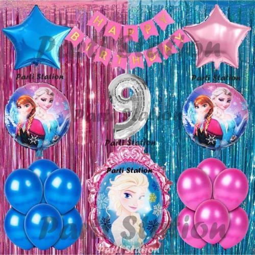 Frozen Elsa Balon Set 9 Yaş Karlar Ülkesi Frozen Elsa Pembe Konsept Doğum Günü Parti Balon Set