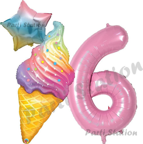 İce Cream Pastane Dondurma Konsept 6 Yaş Doğum Günü Balon Set Dondurma Tema Doğum Günü Balon