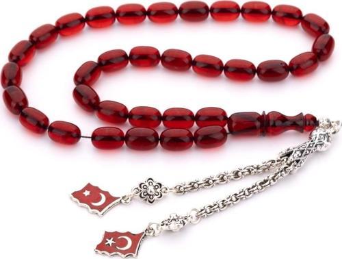 Tutkunun Rengi Türk Bayraklı Püskül Ateş Kehribar Tesbih