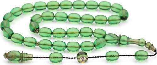 Kemal Kuş Ustadan Çimen Yeşili Ateş Kehribar Tesbih