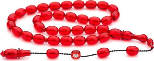 Kemal Kuş Ustadan Düz Kırmızı Ateş Kehribar Tesbih