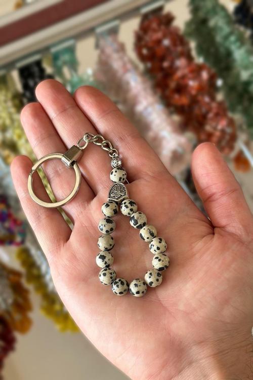 Modern Benekli Jasper Taşı Tesbih Anahtarlık