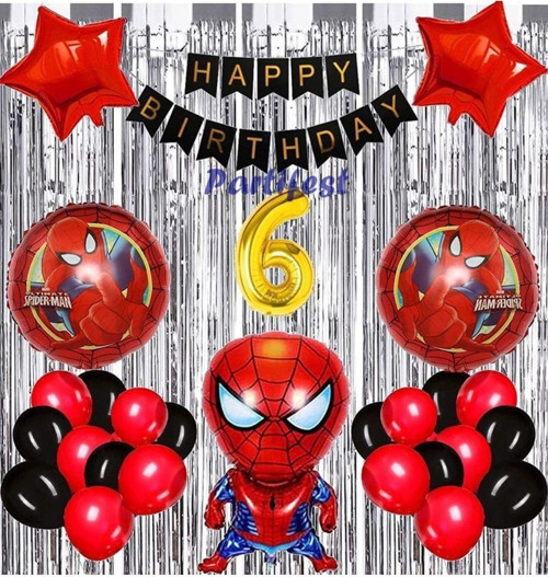 Spiderman Örümcek Adam Balon Set Balon Folyo Set Spiderman Konsept Doğum Günü Set 6 Yaş Balon