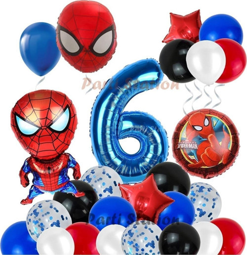 Spiderman Örümcek Adam Konsept 6 Yaş Doğum Günü Balon Set Spiderman Parti Balonları Spiderman Tema