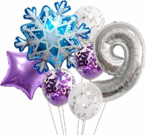 Kar Tanesi Frozen Elsa Kış Konsept Snowflake 9 Yaş Balon Konsept Doğum Günü Set Yaş Balon Set