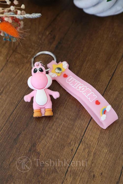 Unicorn Yazılı Açık Pembe Renk Silikon Anahtarlık