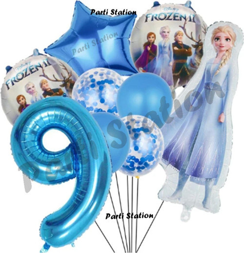 Karlar Ülkesi Frozen Konsept 9 Yaş Doğum Günü Balon Set Frozen Elsa Temalı Balon Set