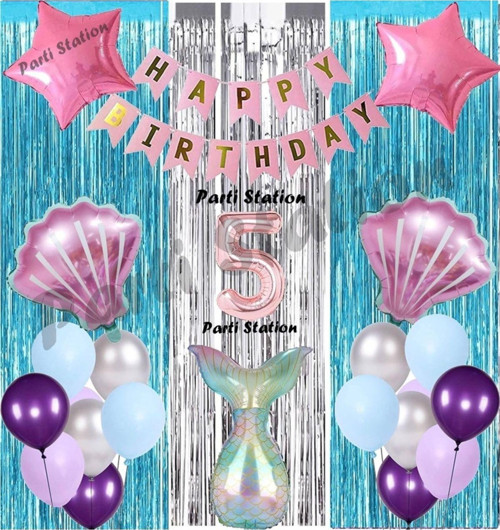 Deniz Kızı 5 Yaş Doğum Günü Konsept Balon Set Mermaid Balloon Set Deniz Kızı Günü Seti