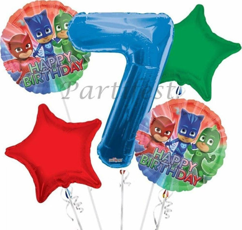 Pjmasks 7 Yaş Balon Set Pijamaskeliler Folyo Balon Set Konsept Doğum Günü Set Yaş Balon